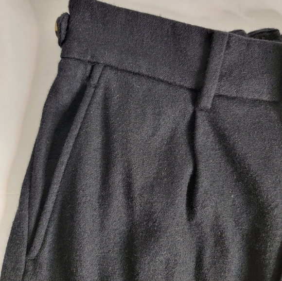 Vince Sz M Flannel Pants Pull On Wool Straight Pockets Ankle Crop Black - Picture 3 of 8